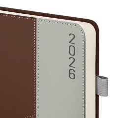 Ежедневник датированный 2026, А5, 138х213 мм, BRAUBERG "Esthetic", под кожу, держатель для ручки, застежка, коричневый/серый, 117374 - фото 4