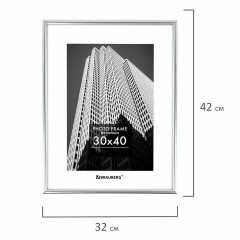Рамка 30х40 см небьющаяся, багет 12 мм, пластик, BRAUBERG "Original", серебристая, 391232 - фото 6