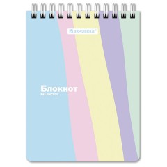 Блокнот МАЛЫЙ ФОРМАТ А6 108х145 мм, 60 л., гребень, картон, клетка, кросс-серия "PASTEL", BRAUBERG, 117033 - фото 5