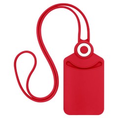 Бейдж вертикальный для пропуска и ID-карт, СИЛИКОНОВЫЙ, 85х54 мм, шнурок 42 см, красный, BRAUBERG, 238903 - фото 3