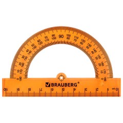 Транспортир пластиковый 10 см, 180 градусов, BRAUBERG, прозрачный, неоновый, ассорти, 210847 - фото 5