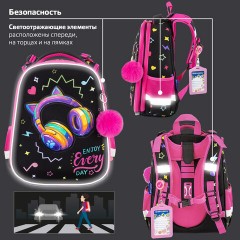 Ранец BRAUBERG PREMIUM, 2 отделения, с брелоком, "Headphones", велюровая нашивка, 38х29х16 см, 273100 - фото 19