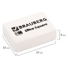 Ластики BRAUBERG "Ultra Square" 6 шт., размер ластика 29х18х8 мм, белые, натуральный каучук, 229603 - фото 4