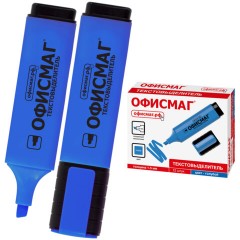 Текстовыделитель ОФИСМАГ, ГОЛУБОЙ, линия 1-5 мм, 151208