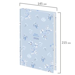 Ежедневник датированный 2026 145х215 мм, А5, STAFF, ламинированная обложка, "Blue Flowers", 117316 - фото 2