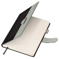 Ежедневник датированный 2026, А5, 138х213 мм, BRAUBERG "Esthetic", под кожу, держатель для ручки, застежка, черный/серый, 117372 - фото 4