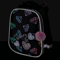 Ранец BRAUBERG LUMINOUS, 2 отделения, с брелоком, "Бриллианты", СВЕТЯЩИЙСЯ РИСУНОК, 38х29х16 см, 272070 - фото 7