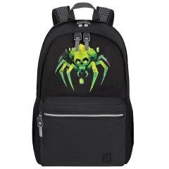 Рюкзак BRAUBERG FASHION CITY универсальный, 2 отделения, Green Spider, черный, 46х31х15 см, 273839 Рюкзак BRAUBERG FASHION CITY универсальный, 2 отделения, Green Spider, черный, 46х31х15 см, 273839 - фото 2
