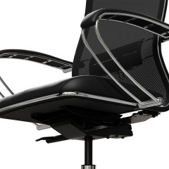 Кресло офисное МЕТТА "ErgoLife" Comfort, хром, сиденье мягкое, ткань-сетка/экокожа, черное - фото 8