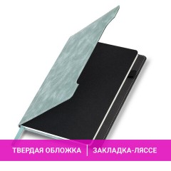 Блокнот А5 165x218 мм, BRAUBERG "Perfect", под кожу софт-тач, держатель для ручки, 80 листов, клетка, серо-голубой, 116615 - фото 10