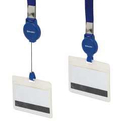 Держатель-рулетка для бейджей 70 см, с лентой 45 см, синий, BRAUBERG EXTRA, 238837 - фото 3