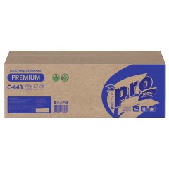 Полотенца бумажные 190 шт., PROtissue (H2) PREMIUM, 2-слойные, белые, КОМПЛЕКТ 21 пачка, 24х21,5 см, Z-сложение, С443 - фото 3