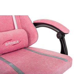 Кресло компьютерное BRABIX "Shooter GM-123", 2 подушки, ткань, розовое/серое, 533213 - фото 11