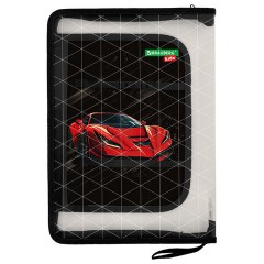 Папка для труда на молнии BRAUBERG KIDS А4, 1 отделение, прозрачная, органайзер, "Red car", 272209 - фото 2