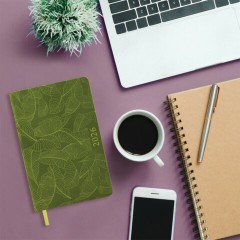 Ежедневник датированный 2026 А5 138x213 мм, BRAUBERG "Foliage", под кожу, гибкий, зеленый, 117128 - фото 4