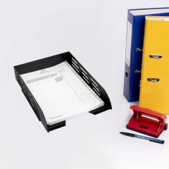 Лоток горизонтальный для бумаг BRAUBERG ECO, 330х245х65 мм, сетчатый, черный, 239011 - фото 5