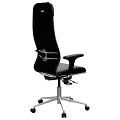 Кресло МЕТТА "ErgoLife" 10 B1-117D, хром, синхромеханизм, 2D-подлокотники, экокожа, черное - фото 6