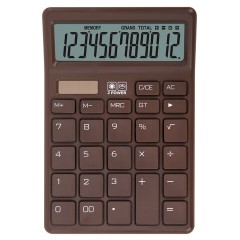 Калькулятор настольный BRAUBERG CH-12-BR (153х103 мм),12 разрядов, двойное питание, коричневый, 272961