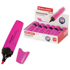 Текстовыделитель BRAUBERG "DELTA", РОЗОВЫЙ, линия 1-5 мм, 151721