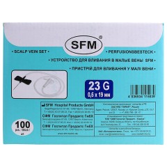 Иглы-бабочки для вливания в малые вены SFM 0,6 х 19 - 23G, КОМПЛЕКТ 100 штук, LUER - фото 3