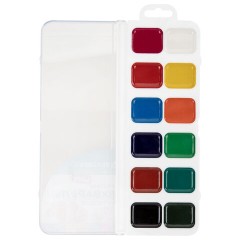 Краски акварельные BRAUBERG KIDS NEW, медовые, 12 цветов, квадратные кюветы, пластиковый пенал с европодвесом, 192796 - фото 2