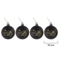 Шары новогодние ёлочные "Black&Gold", НАБОР 130 предметов, черный/золото, пластик, ЗОЛОТАЯ СКАЗКА, 592183 - фото 4