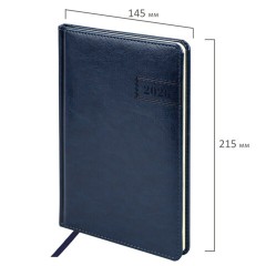Еженедельник датированный 2026, А5, 145х215 мм, BRAUBERG "Imperial", под кожу, синий, 117174 - фото 2