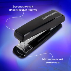 Степлер №24/6, 26/6 BRAUBERG "Standard", до 30 листов, черный, 272755 - фото 13