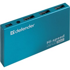 Хаб USB 2.0, 7 портов, порт для питания, синий, DEFENDER SEPTIMA SLIM, 83505 Хаб USB 2.0, 7 портов, порт для питания, синий, DEFENDER SEPTIMA SLIM, 83505 - фото 2