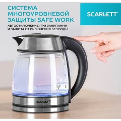 Чайник SCARLETT SC-EK27G54, 1,7 л, 1800 Вт, закрытый нагревательный элемент, стекло, стальной - фото 9
