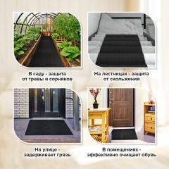 Коврик ДОРОЖКА 0,9х10 м, "ТРАВКА" ЧЕРНЫЙ пластиковый грязезащитный, щетина 10 мм, LAIMA EXPERT, 701070 - фото 11