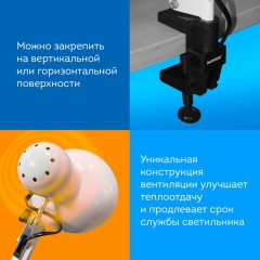 Настольная лампа / светильник на струбцине, Е27, 40 Вт, белый, высота 75 см, DASWERK, 238323 Настольная лампа / светильник на струбцине, Е27, 40 Вт, белый, высота 75 см, DASWERK, 238323 - фото 7