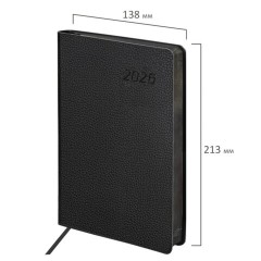 Ежедневник датированный 2026 А5 138x213 мм, BRAUBERG "Stylish", под кожу, гибкий, черный, 117097 - фото 2