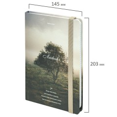 Блокнот с резинкой в клетку 96 л., А5 145х203 мм, твердая обложка, BRAUBERG, "Nature", 115534 - фото 2
