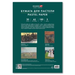 Бумага для пастели БОЛЬШАЯ А3 в папке, 20 листов, 5 цветов, 180 г/м2, BRAUBERG ART CLASSIC, 116346 - фото 5