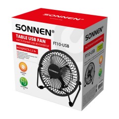 Вентилятор настольный USB SONNEN FT10-USB, 10 см, 2,5 Вт, компактный, металлический, черный, наклон 180°, USB-провод 1 м, 457783 - фото 7