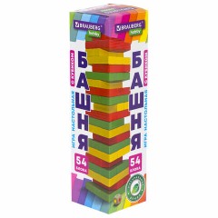 Игра настольная "ЦВЕТНАЯ БАШНЯ", 54 окрашенных деревянных блока + кубик, BRAUBERG HOBBY, 665493 - фото 9
