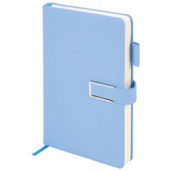 Ежедневник недатированный, А5, 143х210 мм, BRAUBERG "Dainty", под кожу, магнитная застежка, 160 л., голубой, 117144