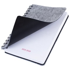 Ежедневник недатированный, А5, 135х210 мм, BRAUBERG "Felt", на гребне, войлок, застежка на кнопке, 160 л., серый, 117133 - фото 5