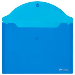 Папка-конверт с кнопкой прозрачная МАЛОГО ФОРМАТА, А5, BRAUBERG "UNIVERSAL", синяя, 0,15 мм, 273066 - фото 3