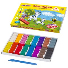 Пластилин классический ЮНЛАНДИЯ "ВЕСЁЛЫЙ ШМЕЛЬ", 16 цветов, 240 г, СО СТЕКОМ, 104810 - фото 2
