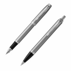 Набор PARKER "IM Stainless Steel CT": шариковая ручка синяя и перьевая ручка синяя, 2183058 - фото 2