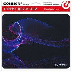 Коврик для мыши SONNEN "NEON WAVE" резина + ткань, 250х200х2 мм, 513958 - фото 6