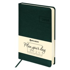 Ежедневник датированный 2026 А5 138x213 мм, BRAUBERG "Imperial", под кожу, темно-зеленый, 117066