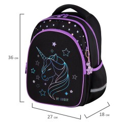 Рюкзак BRAUBERG OPTIMA, 2 отделения, с брелоком, "Radiant unicorn", 36х27х18 см, 273157 - фото 10