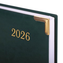 Ежедневник датированный 2026 А5 138x213мм BRAUBERG Senator, под кожу, зеленый, 117092 - фото 3