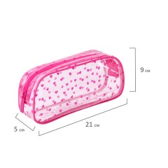 Пенал-косметичка BRAUBERG LUCENT на молнии, прозрачный, "Hearts", 21х5х9 см, 272345 Пенал-косметичка BRAUBERG LUCENT на молнии, прозрачный, "Hearts", 21х5х9 см, 272345 - фото 5