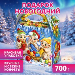 Подарок новогодний "ПОСИДЕЛКИ НА НОВЫЙ ГОД", НАБОР конфет 700 г, картонная коробка, МОСУПАК, 13074/МГ26003 - фото 3