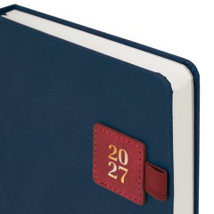 Ежедневник датированный 2027, А5, 138х213 мм, BRAUBERG "Accent" под кожу, держатель, синий/красный, 118007 - фото 4