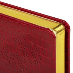 Ежедневник датированный 2026, А5, 138x213 мм, BRAUBERG "Comodo", под кожу, красный, 117048 - фото 3